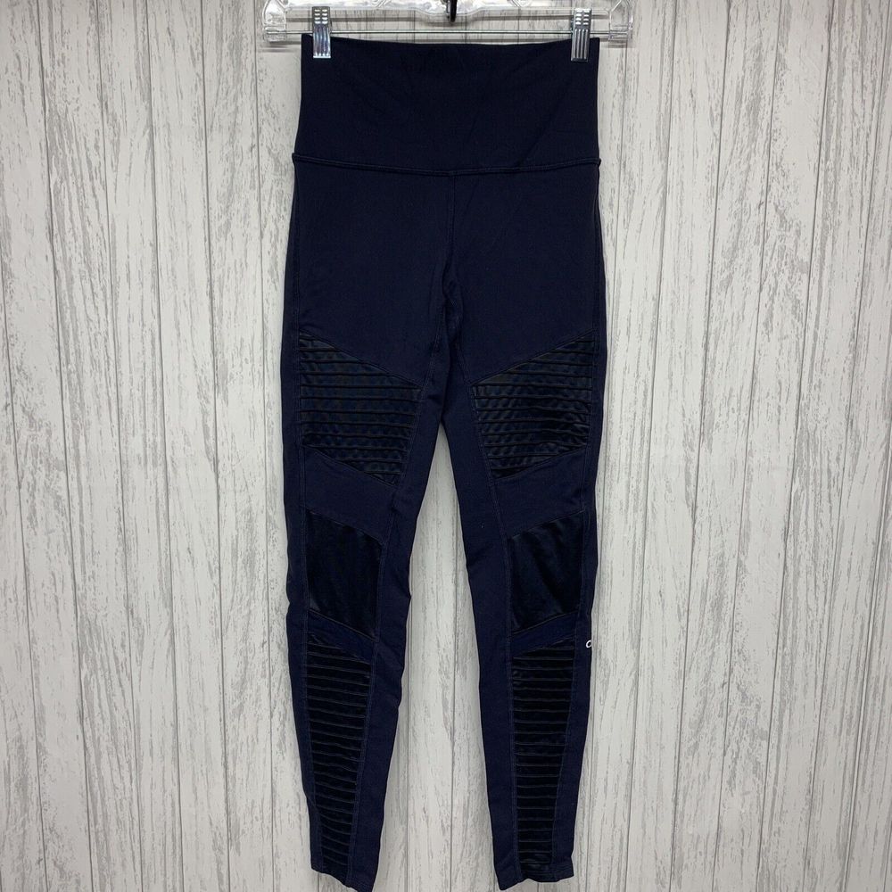 Womens Size S Alo Yoga Navy Blue Moto Leggings EUC